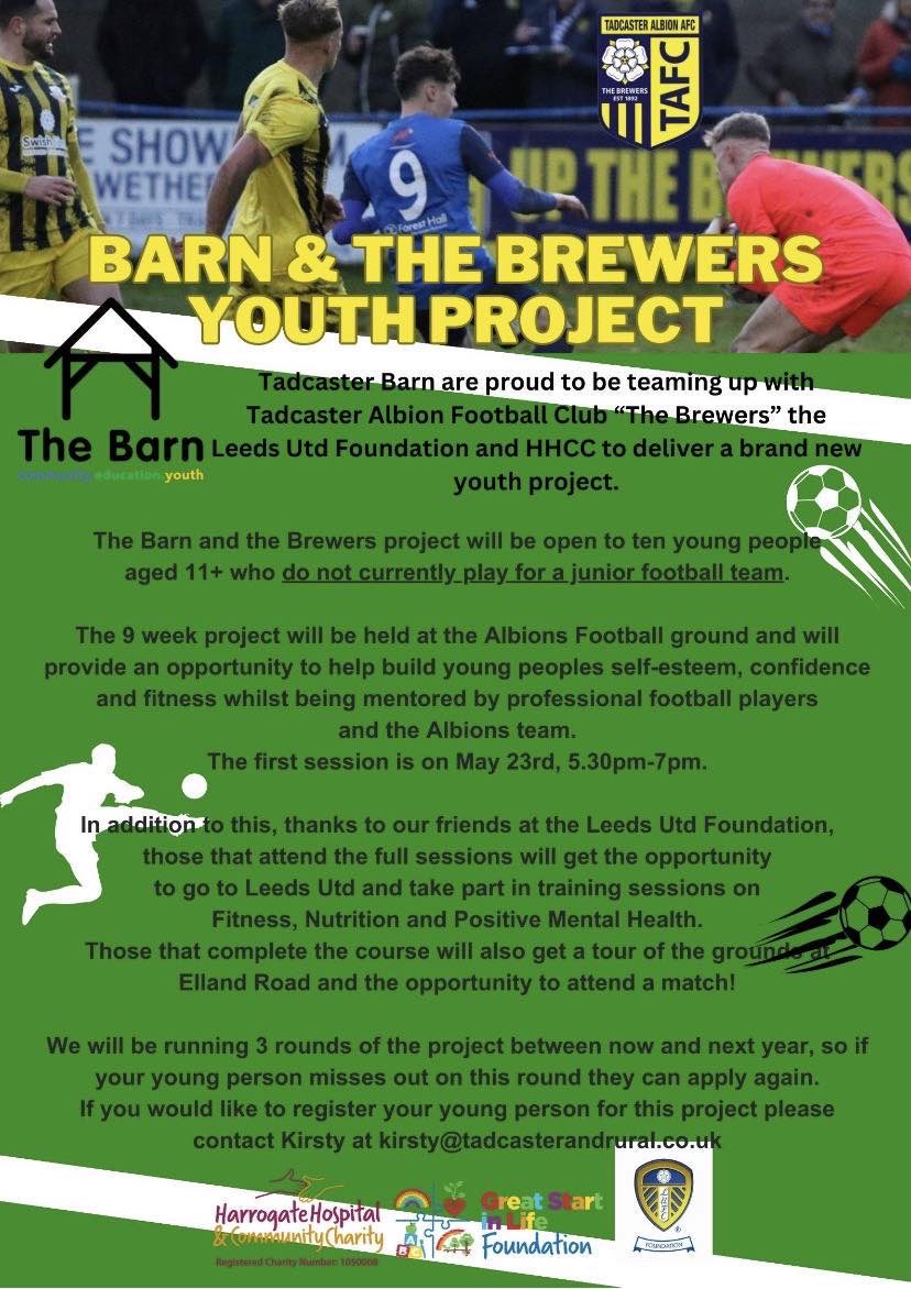 📣 This project has been in the pipeline for some time and we are finally ready to announce it!! We are thrilled to be working with @TadcasterBarn Barn, Leeds Utd Foudnation & the Great Start in Life Foundation to deliver a unique and exciting project for our young people.