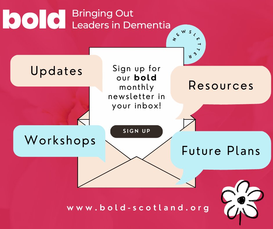 If you're living with or supporting those living with #dementia the bold Monthly Newsletter is for you. It will share updates, resources & plans that raise the voices for those living with #dementia to inspire flourishing communities. Sign-up! bit.ly/3JJFyjh @IrvineDawn