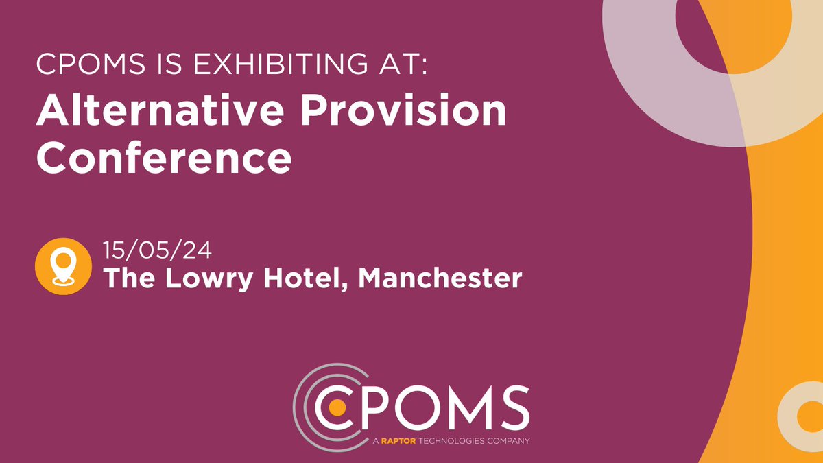 On the 15th of May Sales and Customer Engagement Consultants Aaron Kelly & Richard Linden will be attending the Alternative Provisions Conference in Manchester! Check out the CPOMS stand to explore our suite of products and learn about upcoming features! #CPOMS #Safeguarding