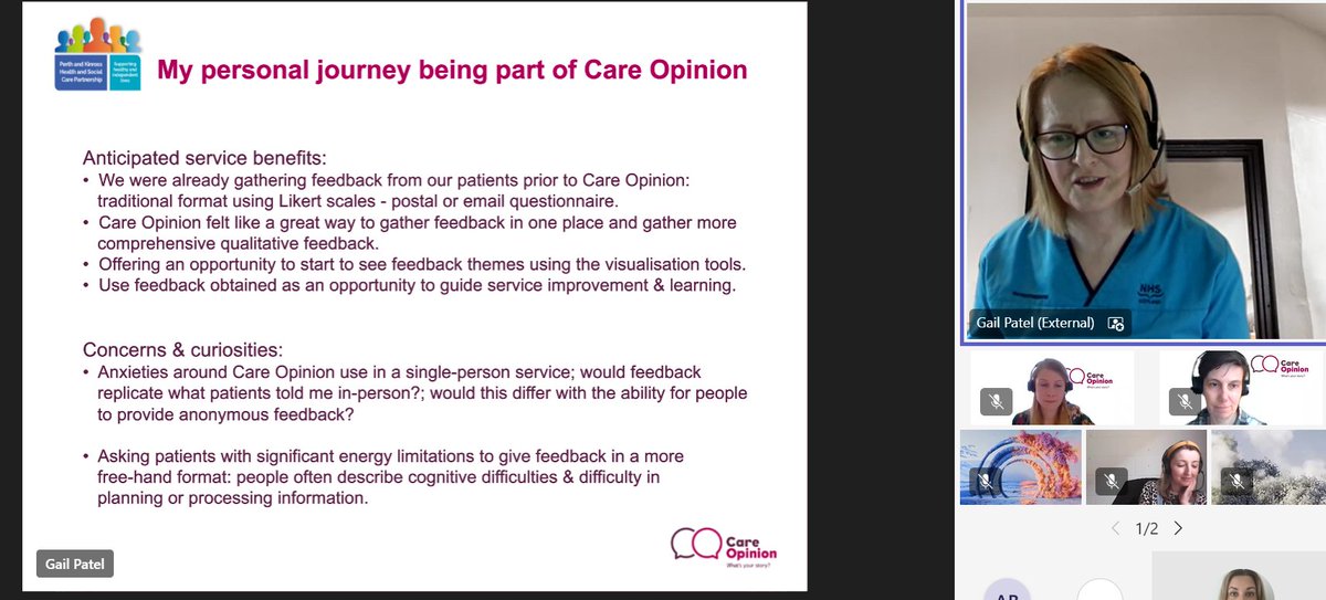 CareOpinionScot's tweet photo. What a fascinating session by Gail Patel @PerthandKinross, expressing many relatable discussion points about inviting online feedback as a clinician in the Long Covid Service. Gail describes the "rich, qualitative data" they've captured so far 👏#coconf24 @GeraldinePKHSCP https://t.co/mpJWvBVKag