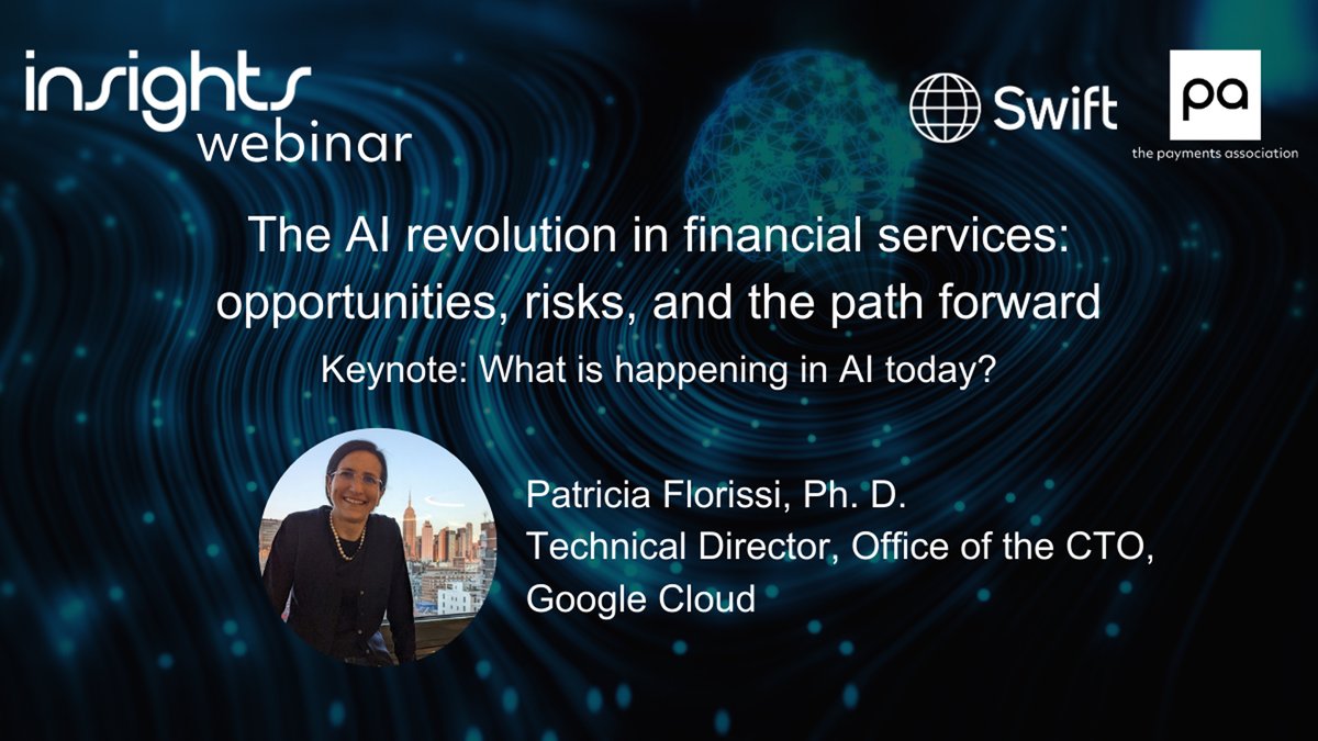 Join us for an exploration of AI’s transformative impact on financial services in @ThePAssoc’s free webinar on 15 May. We’re excited to hear from Patricia Florissi, Ph. D., from @googlecloud and her keynote titled, ‘What is happening in AI today?’ She’ll offer a glimpse into the…