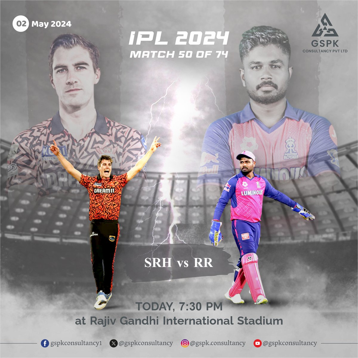 The Clash of two Power Houses

#Matchday #IPL #IPL2024 #SRHvsRR
#GSPK #GspkConsultancy #socialmediaagency #digitalmarketing #digitalmedia #socialmediamarketing #socialmediastrategy 

@IPL @SunRisers @rajasthanroyals