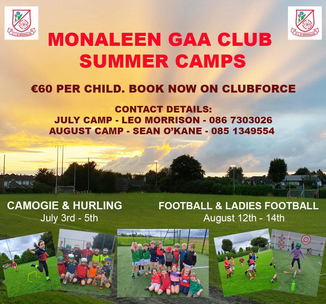 📣 Our Monaleen GAA Club Summer Camps are available to book online 📣 Suitable for ages 6+ Book Here: member.clubforce.com/memberships_ca… Special guest appearance at both camps 😎 Contact details: July Camp: Leo Morrison: (086) 730 3026 August Camp: Sean O Kane: (085) 134 9554 🇵🇪🇵🇪🇵🇪