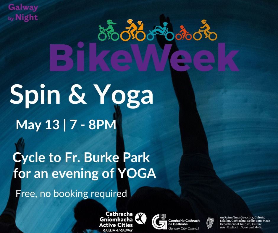 🚲Galway Bike Week runs Sat 11th to Sun 19th May with loads of great free events including: 🚲Tour de Merlin Woods 🧘Spin + Yoga at Fr Burke Park 🌊Spin + Swim at Blackrock 🏰Slí na gCaisleán’ (‘The Way of the Castles’) Cycle Trail + more here: 🔗bikeweek.ie