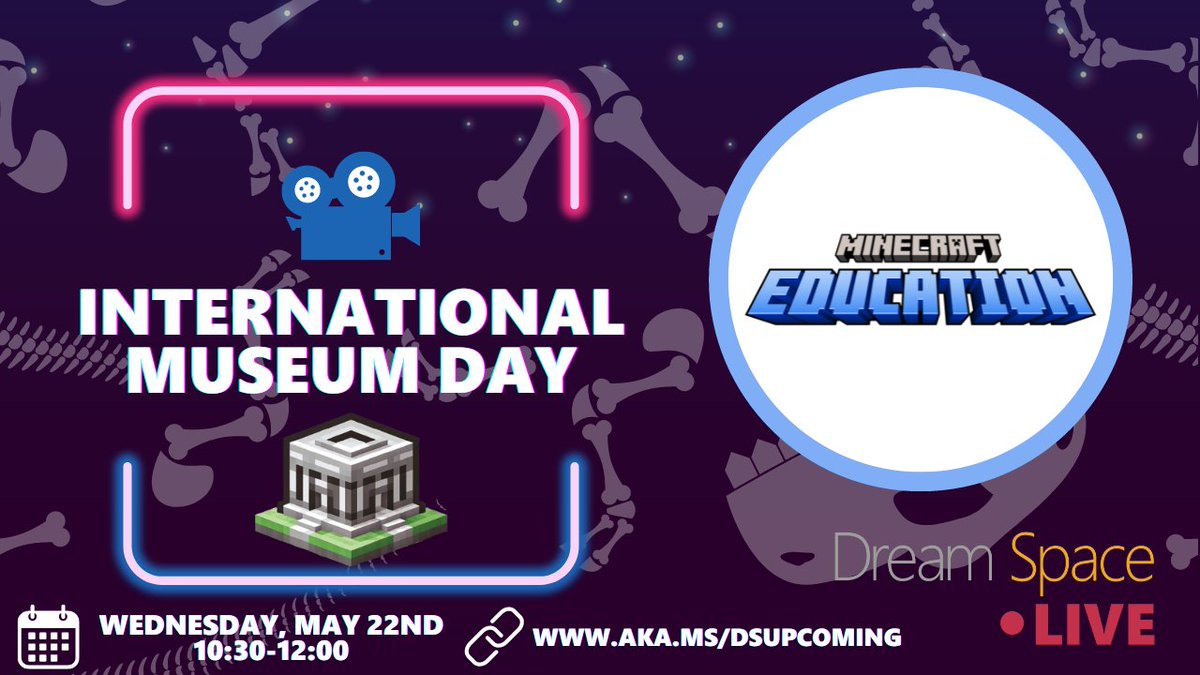 Join #MSDreamSpace for a LIVE Minecraft Education event for #InternationalMuseumDay 2024, exploring this year's theme: “Museums, Education, and Research'. 🖼️ Don't miss the final DS LIVE of the year! 🤯 If you have access to Minecraft Edu, register at aka.ms/DSUpcoming 🔗