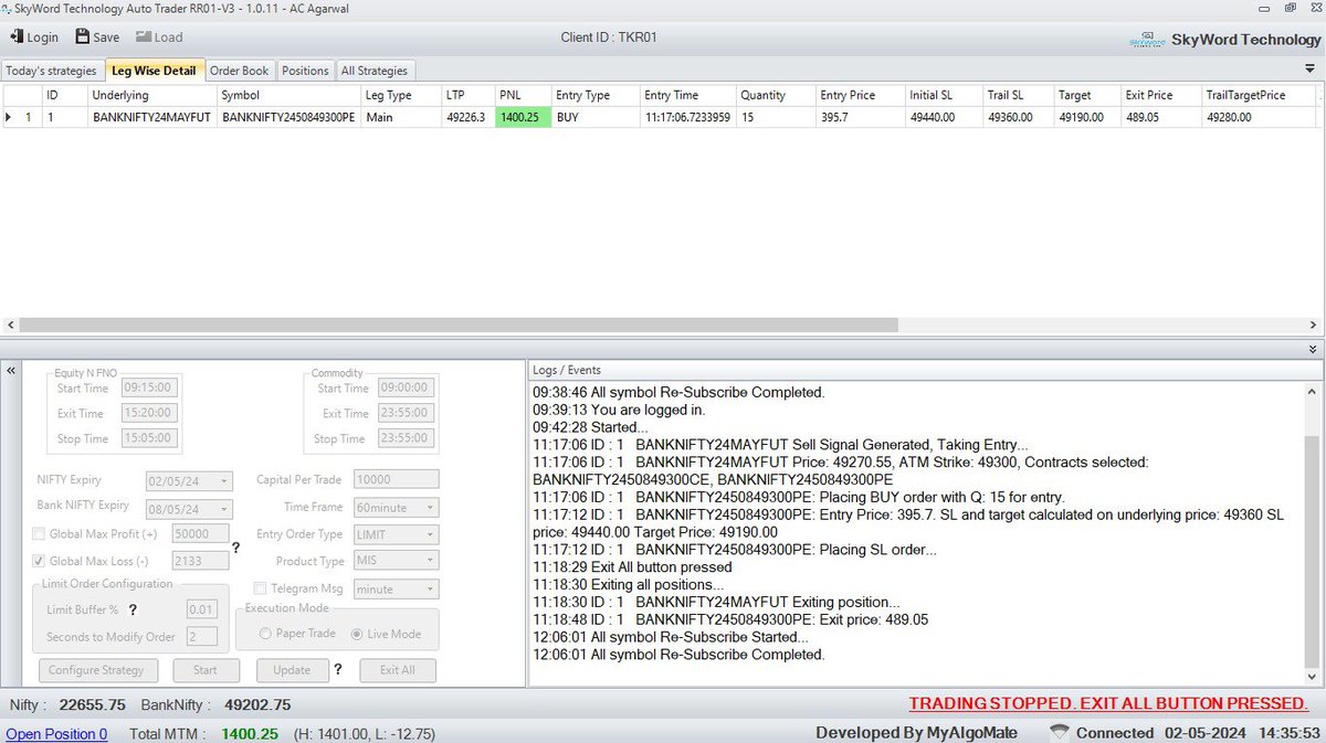 @LaSkyword @uttraag31 #optionbuying #algotrading

Today Data mismatch in different brokers my ACA Account got trade . SHOONYA no trade . Sometimes it is good that made profit but sometimes it may make loss.