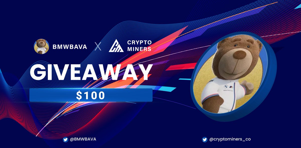 🎉 We're joining forces with BAVA for a #GIVEAWAY! 🚀 
 
💰 Prizes: 100$ USDT (20 lucky winners) 🎁 

👇🏻 Follow the steps below to enter!
1️⃣ @BMWBAVA and @CryptoMiners_Co
2️⃣ Drop your EVM wallet below.
3️⃣Tag 3 friends 

Ends within 72 hours! #BAVA #airdrop⏳
