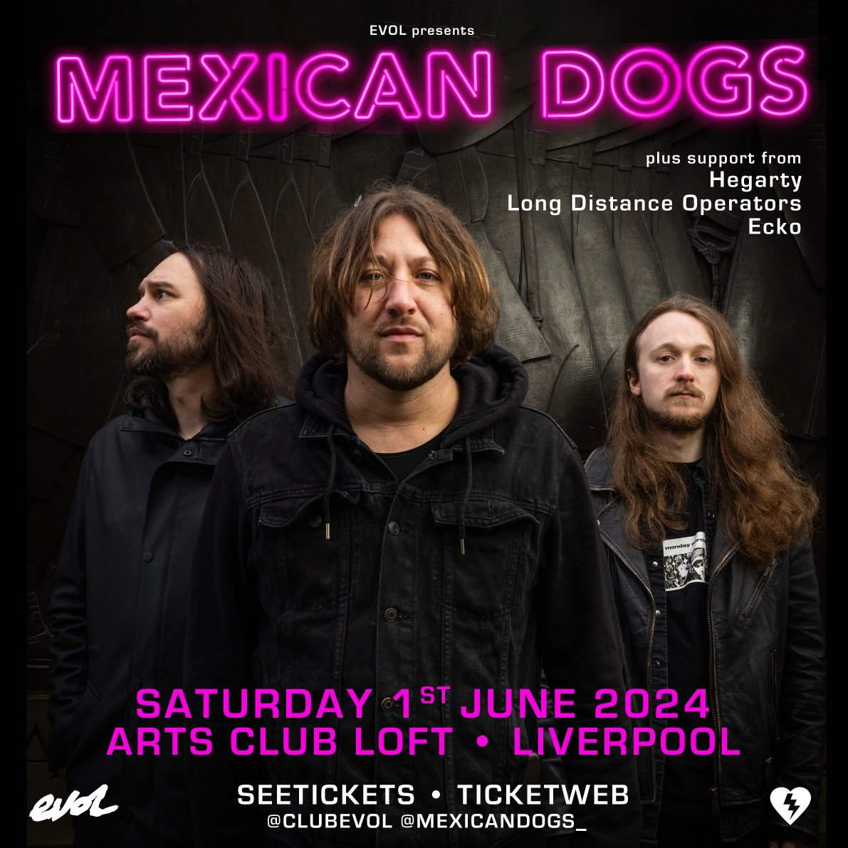 ***RESCHEDULED SHOW*** We've been forced to move our show with @mexicandogs_ @hegartyofficial, Long Distance Operators and @weareecko_ to Saturday 1st June 2024 and it will now take place at @artsclublpool doors now 6pm & a new age restriction of 14+ - all original tickets valid.