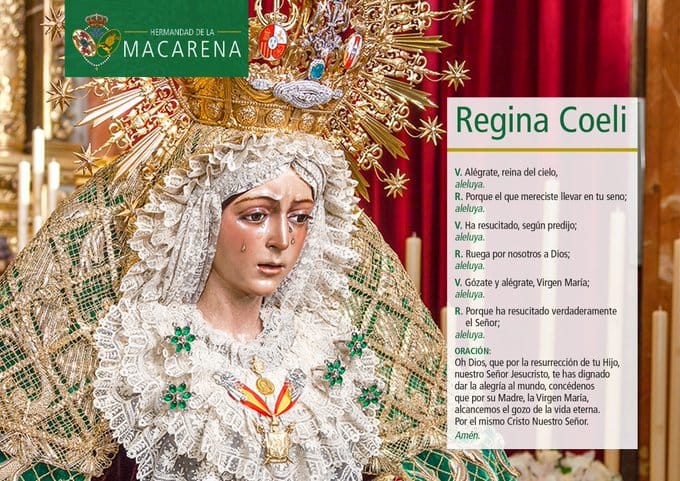 REGINA COELI | A las 12:00 h te invitamos a rezar el Regina Coeli y a poner ante la Virgen tus intenciones.