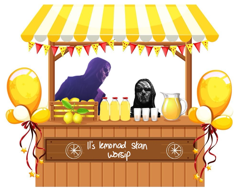 ii’s lemonade stand open before every ritual!! get your lemonade now or ii will throw lemons at you (iv’s there to supervise so he’ll stop him)