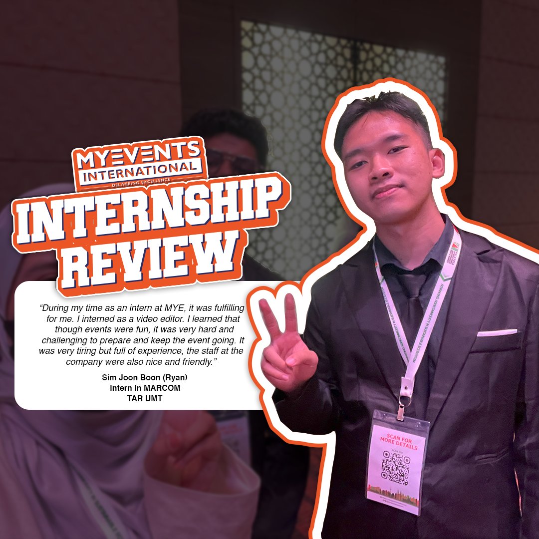 Shoutout to Ryan for completing his 4-month internship with us! 🎉 We hope you gained valuable experiences during your time here. Wishing you the best of luck in your future endeavors! 🚀 

#InternshipReview #MyEventsInternational #FutureSuccess #EventManagement