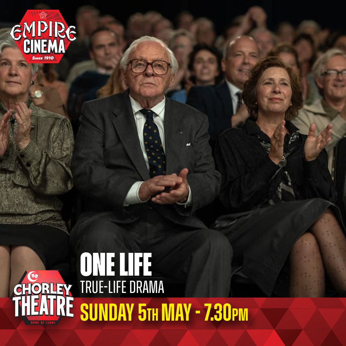 This Sunday, Chorley Empire Cinema presents the moving true story of a London stock broker in the months leading up to World War II and his fight to rescue Jewish children from the Nazis. Anthony Hopkins stars in 'One Life' ticketsource.co.uk/chorleytheatre…