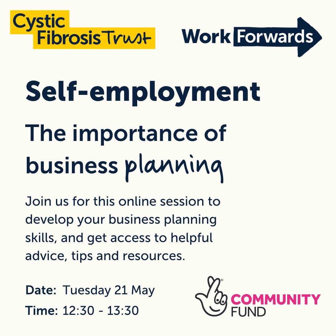 Join us for this online session to develop your business planning skills and get access to helpful advice, tips and resources (and a head-start in planning your Helen Barrett Bright Ideas Award application!) ➡️ ow.ly/9Xm850RuthN #cysticfibrosis #cfnews #workforwards