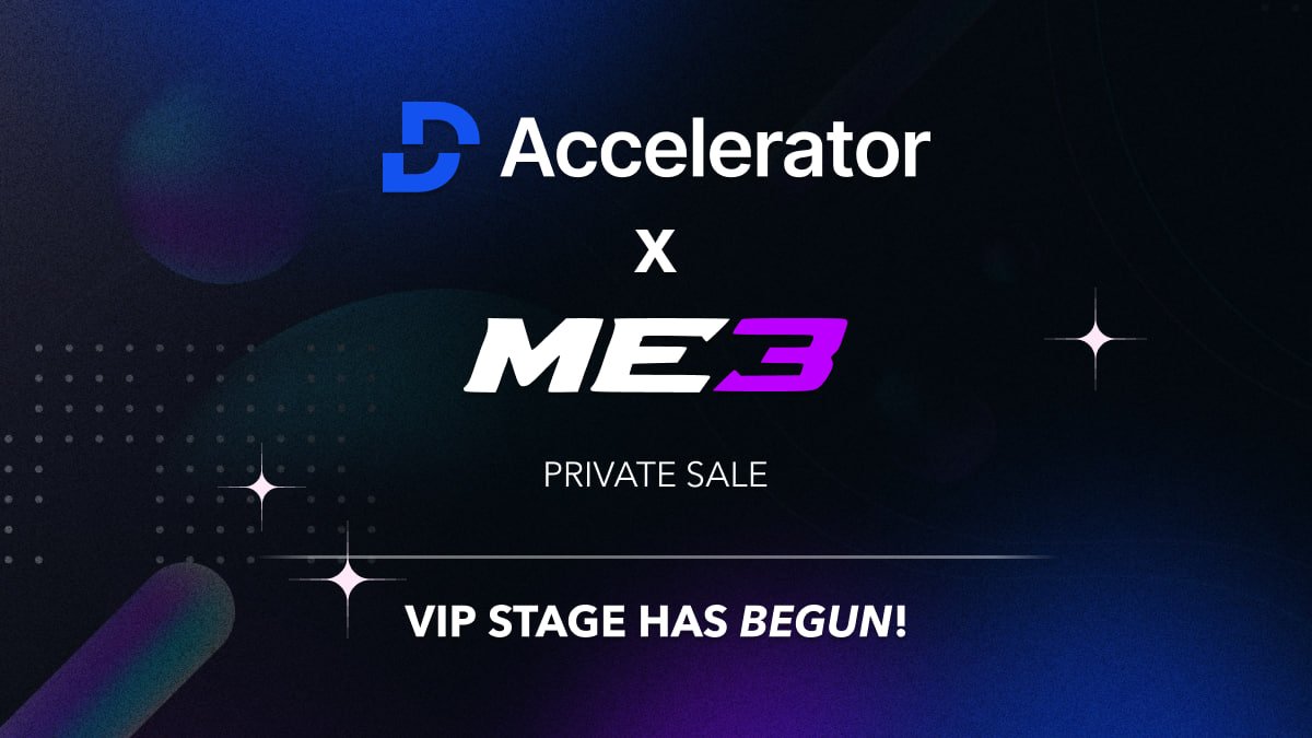 The Me3 raise on DeFi Accelerator has officially begun! Currently, we are in a 30-minute VIP Stage for Rank 4. After that, at 10:30am UTC it will be first-come, first-served for all ranks. • $7M FDV • $200k Hard Cap • Vesting details can be found on raise tab Official…