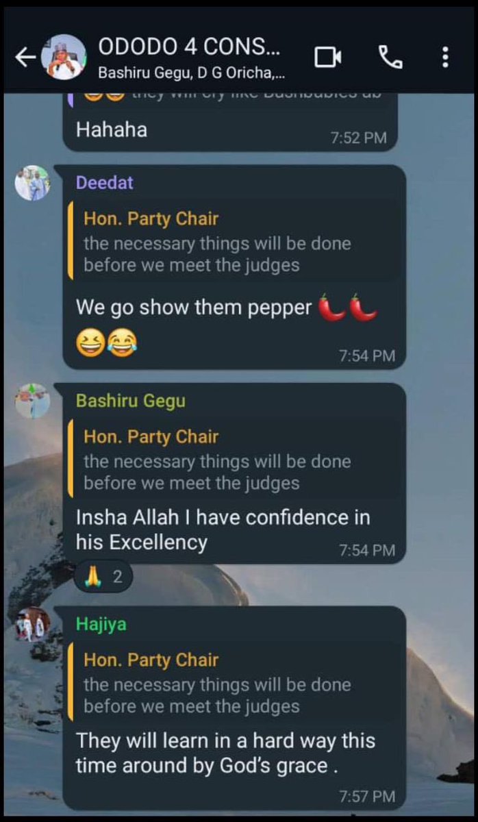 So Yahaya Bello is confident of bribing judges 🥹 Leaked Whatsapp messages from a group for Ododo shows. Nigeria is gone