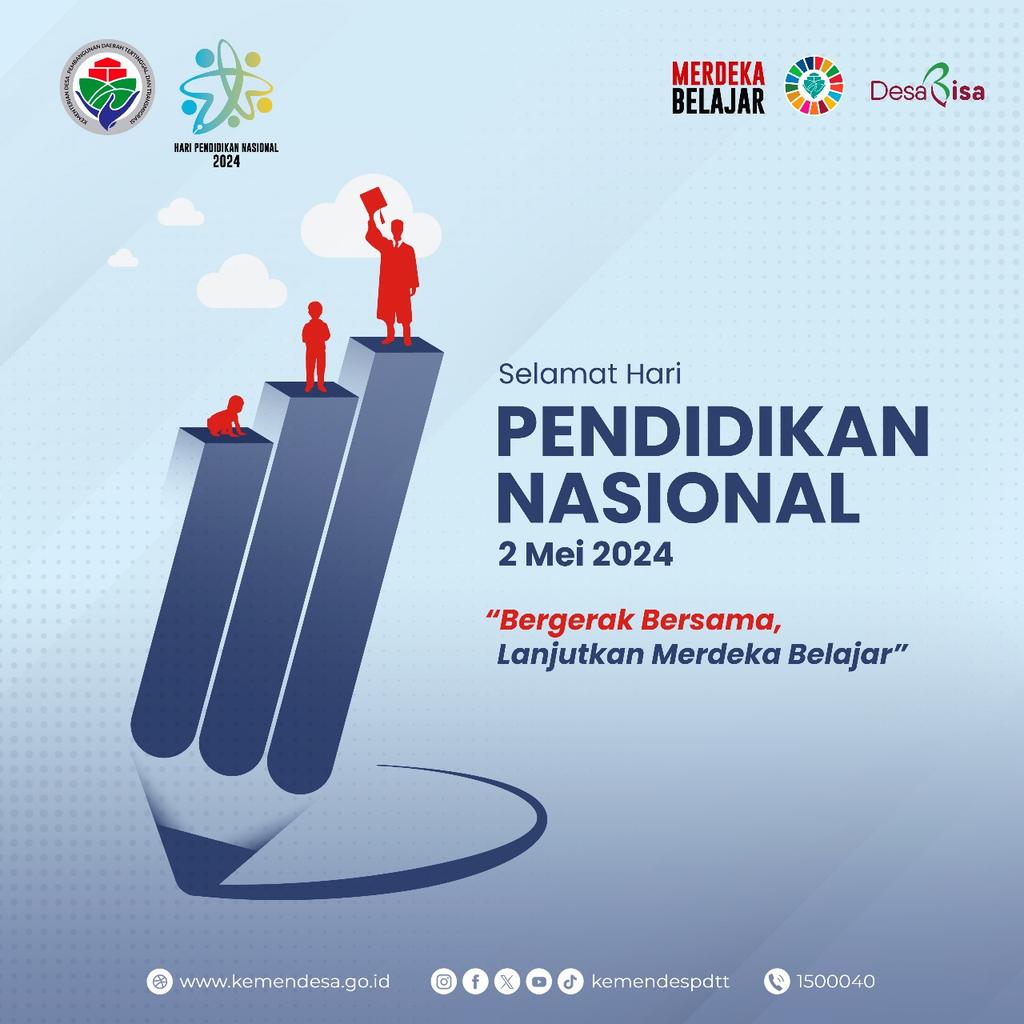Selamat Hari Pendidikan Nasional 2024.

Mari kita jadikan Hari Pendidikan Nasional sebagai momentum untuk terus memperjuangkan transformasi pendidikan yang inklusif dan berkualitas. 

#SobatDesa, mari bersama kita bangun fondasi yang kuat untuk masa depan yang lebih cerah.
