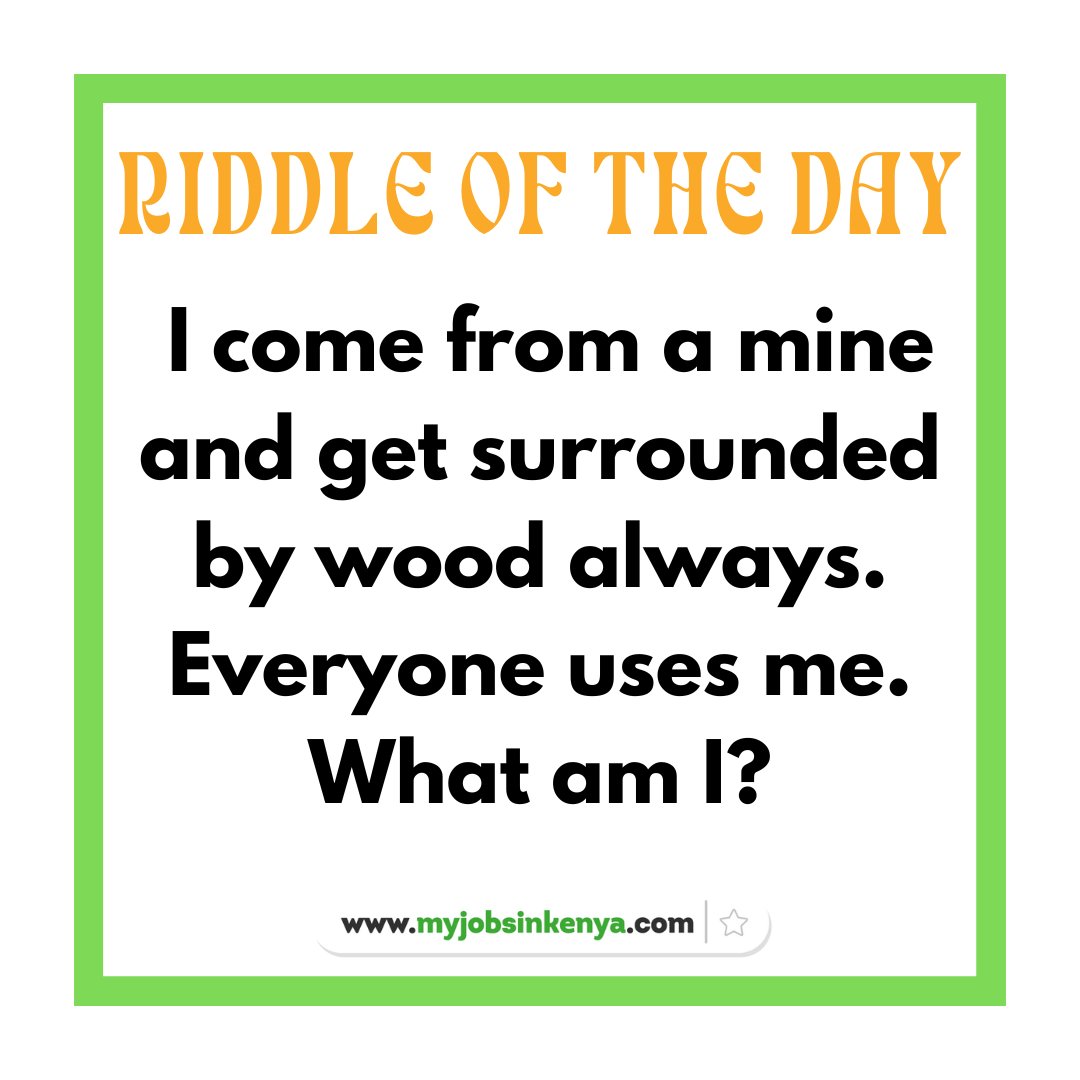 'I come from a mine and get surrounded by wood always. Everyone uses me. What am I?' #riddle #riddlemethis #riddleoftheday #challenge #brainteaser #quiz #knowledgetest #doyouknow #riddlesdaily #brainchallenge #coolriddles #puzzle #challengemethat