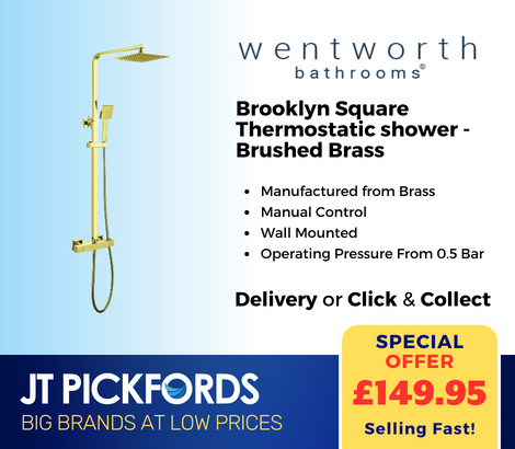 Brooklyn Square Thermostatic shower - Brushed Brass 🧐

The Brooklyn thermostatic shower has a square, stylish design, making it a popular choice. 

Product code: BRK203BB
Buy here 👉 shorturl.at/gkuAR