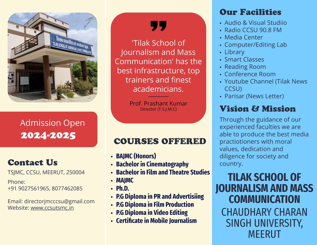 Admission open.
#tsjmc #newadmission #2024 

ccsuadmission.in