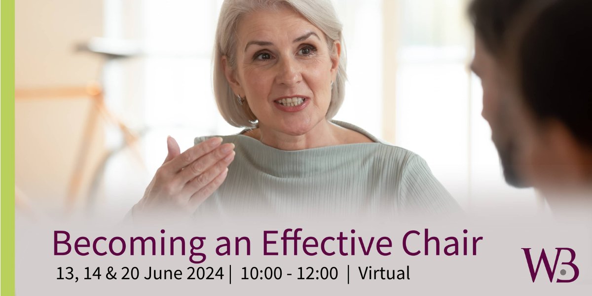 Ready to step up to Chair? Already a Chair but looking for a safe space to explore the challenges of the role?

The next cohort of our 'Becoming an Effective Chair' programme begins in June. Find out more  >> wbdirectors.co.uk/event/becoming… 

#WomenOnBoards #NonExecutiveDirectors