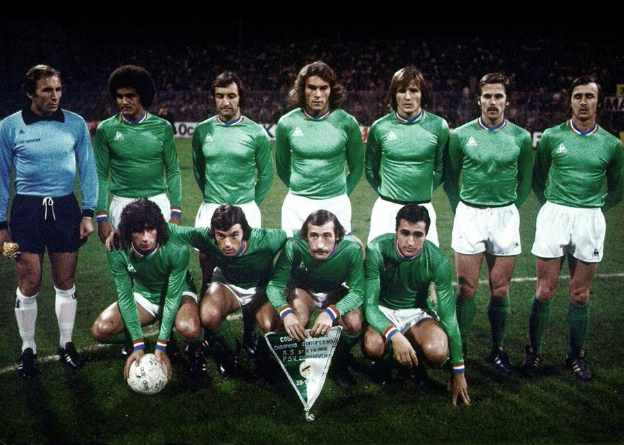 🇫🇷AS Saint-Etienne - PSV Eindhoven🇳🇱. 8ème de finale de la Coupe d'Europe des clubs champions 1976-77 six mois après l'affrontement des deux équipes en demi