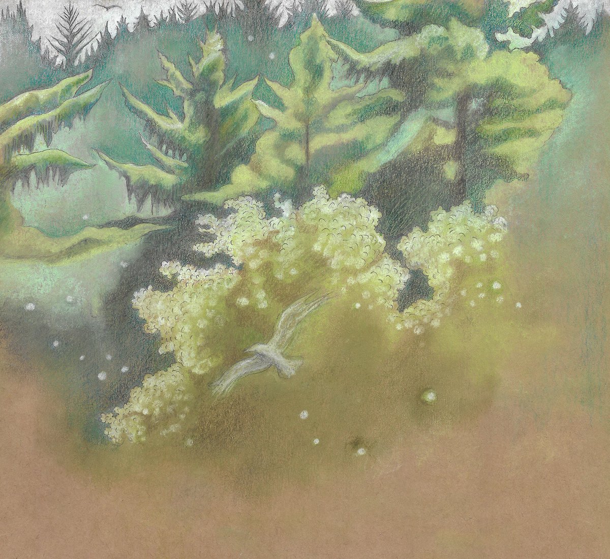 Oregon trees & river life drawing…peace & the flight of eagles & ospreys…’fairies’ drifting in the breeze…
Pastel & pencil drawing, Roseburg, Oregon, in the beautiful garden belonging to my in-laws. 

Drawing is available. 

#ElevensesHour #UKMakers #MHHSBD #oregon #drawing
