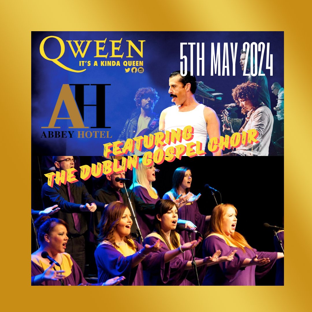 3 more days to go! Grab the last remaining tickets while you can so you don't miss this INCREDIBLE night of music at The Abbey Hotel Donegal Town. #qween #queentribute #donegal #thingstodo #dublingospelchoir #events #donegaltown #abbeyhoteldonegal