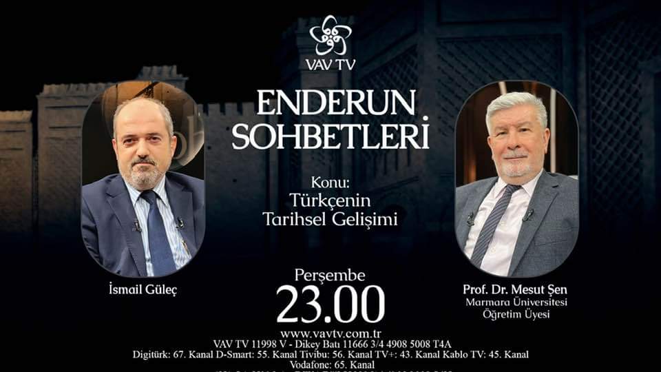 Bu gece VAV TV'de, saat 23.00'te, İsmail Güleç  Hocanın konuğu olarak "Cumhuriyetimizin 100. Yılında Türkçemiz" adlı kitap kapsamında Türkçenin 1300 yıllık serüvenini anlatacağım.