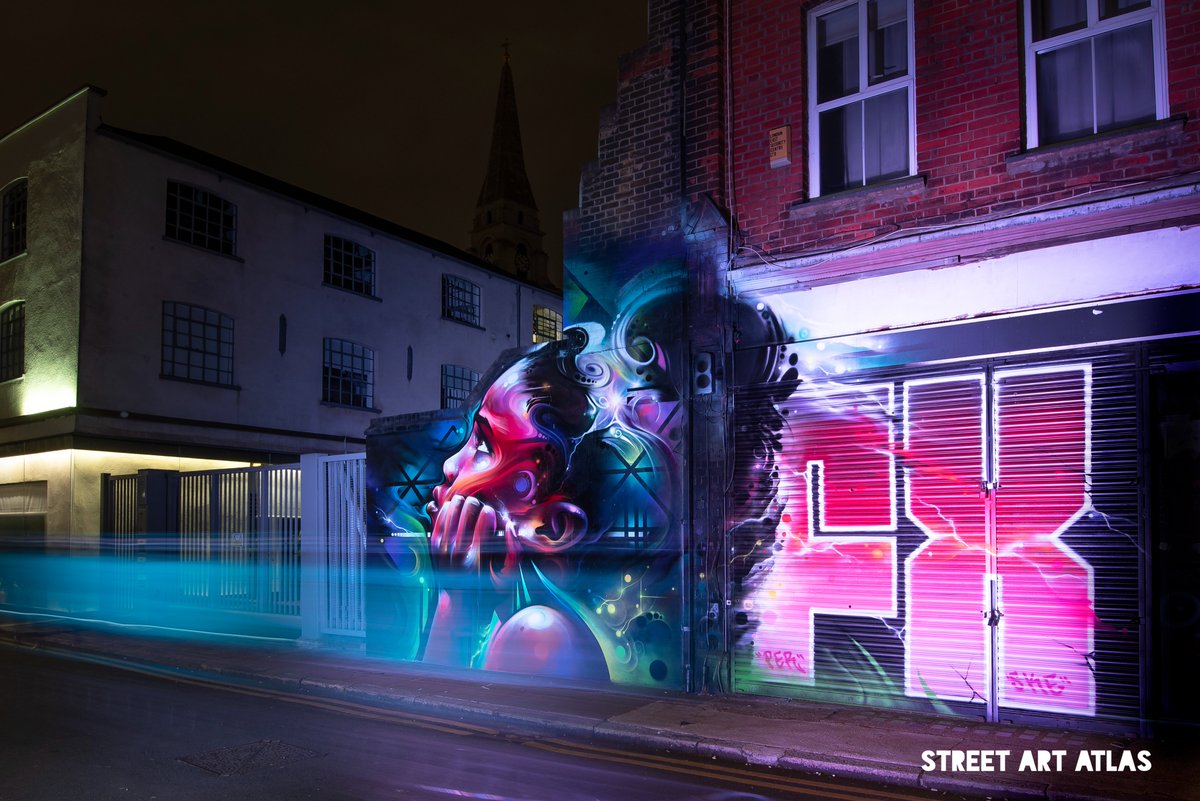 Bringing the energy day to night, Fresh vibes from @mrcenzgraffiti on Fashion St, London #MrCenz #Graffiti #Streetart #London #fxcrew #streetartatlas
