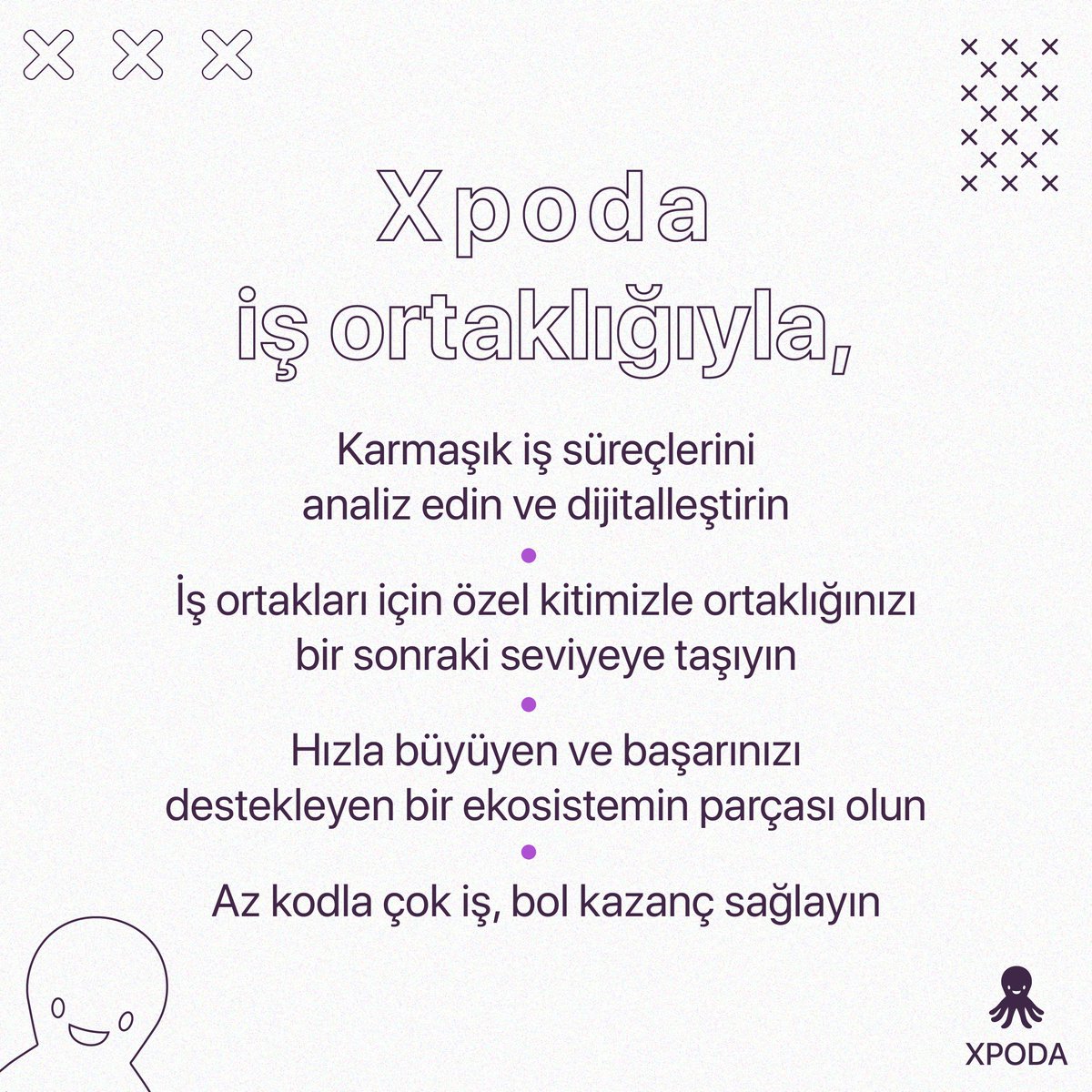 İnovasyonun sınırlarını zorlayan bir dünyada, Türkiye’nin öncü No-code platformu Xpoda’nın iş ortağı olun! Zamandan ve maliyetten tasarruf ederek projelerinizi hızlandırın. Xpoda ekosistemine katılarak başarınızı destekleyen bir topluluğun parçası olun! xpoda.com/is-ortakligi/i…