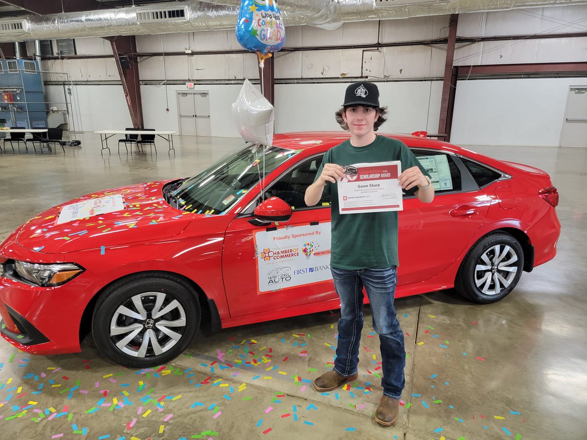 Here's Northeasthern's Garen Sharp just after he was picked at random as the winner of the annual School Is Cool program. That gives Wayne County seniors with perfect attendance the opportunity to win a new car. Garen's winning of the car happened to fall on his birthday.