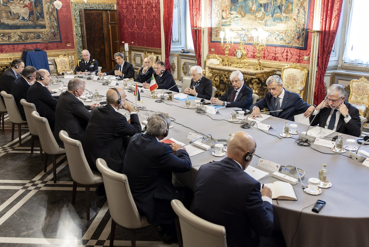 His Majesty King Abdullah II meets #Italy President Sergio Mattarella and discusses developments in the region and the need to stop the humanitarian catastrophe in #Gaza, warning of the consequences of an Israeli attack on #Rafah #Jordan