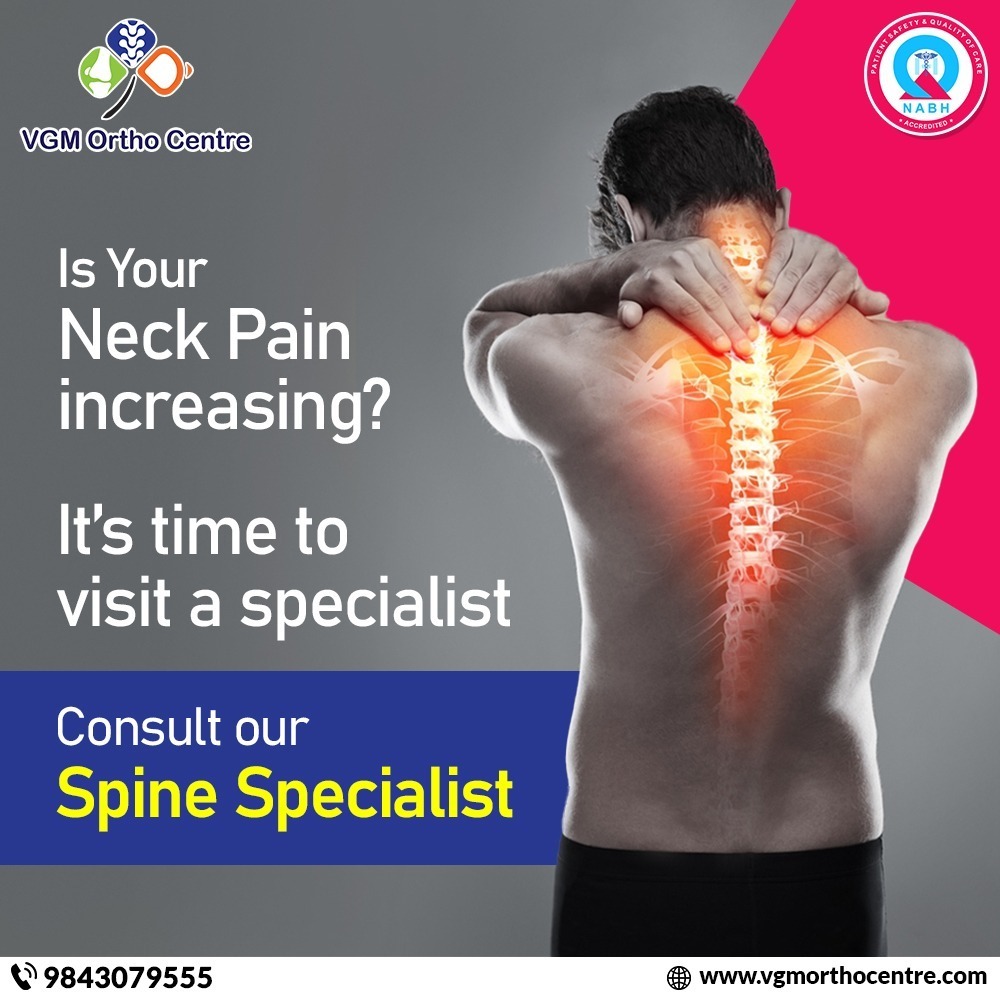 Experiencing neck pain? It might be time for professional help. Our spine specialists at VGM Ortho Centre offer expert care and relief.Don't let pain hold you back

#VGM #VGMHospital #VGMOrthoCentre #BestOrthoCentreinCoimbatore #NeckPain #SpineHealth #PainRelief