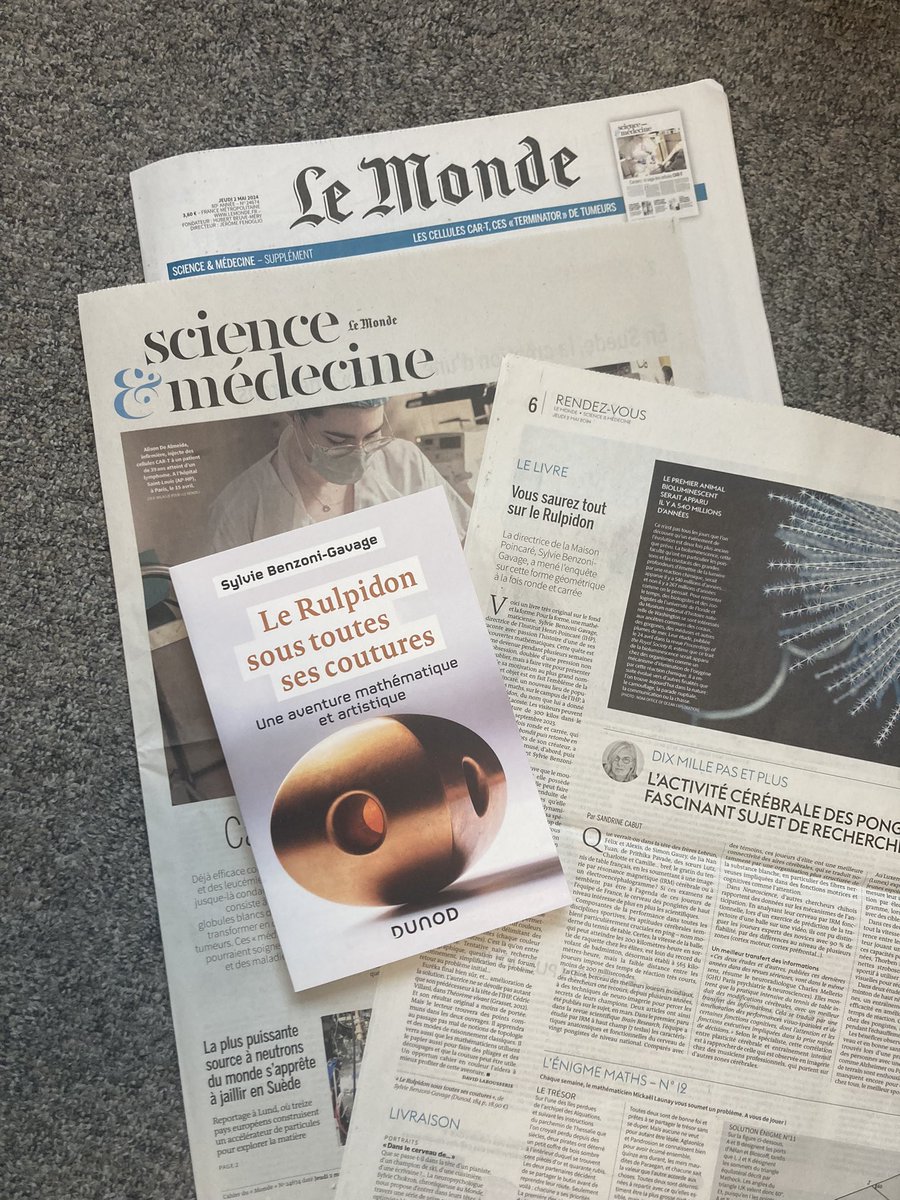 EN KIOSQUE | Dans @lemondefr, David Larousserie chronique « Le Rulpidon sous toutes ses coutures » @dunod_editeur : « Sylvie Benzoni-Gavage raconte avec passion l’histoire d’une de ses découvertes mathématiques » dans « un livre très original sur le fond et la forme ».