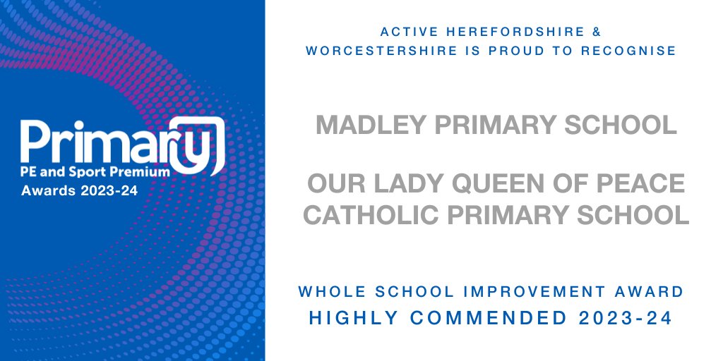 🏆 We're proud to announce St Bartholomew’s CE Primary School as the winner for the whole school improvement award!🏆 The highly commended in this category goes to @MadleyPrimarySc & Our Lady Queen of Peace Catholic Primary @ourladyqop 👏 @stride_active @all_cic @WyreForestSSP