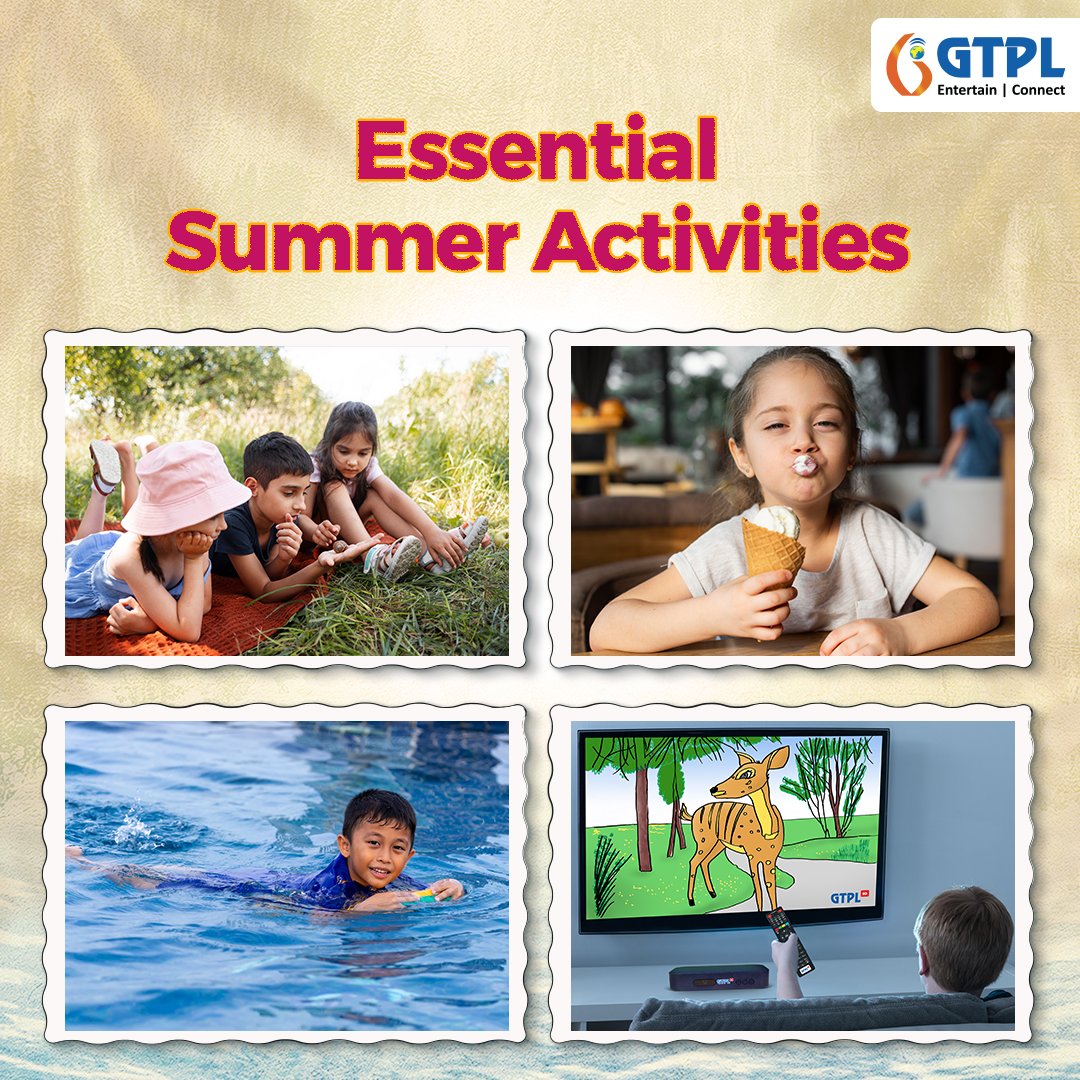 Summer activities we can never get enough of!​
What are your summer must-dos? Tell us all about them in the comments!​

#GTPL #ConnectionDilSe #Connect #Entertain #SummerVacay #SummerTime #SummerEssentials #VacationTime #Trending