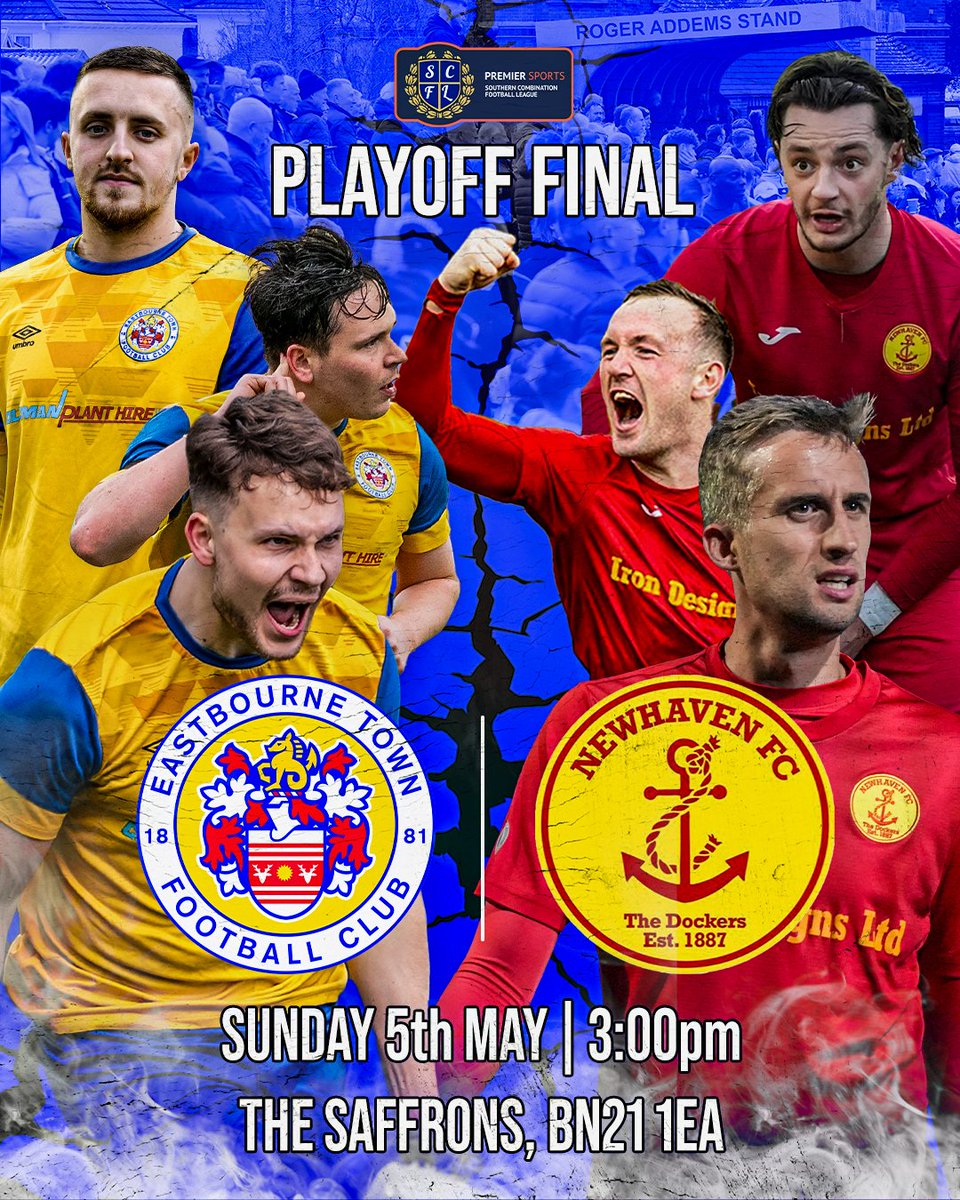 Eastbourne Town FC (@eastbournetfc) on Twitter photo The Stage Is Set π‘π΅π€π΄π‘
We host <a href="/NewhavenFC/">Newhaven FC</a> in the <a href="/TheSCFL/">Premier Sports The SCFL</a> Premier Division Playoff Final for promotion on Sunday π
ποΈ Sunday 5th May 2024
π The Saffrons, BN21 1EA
π 3:00pm
π SCFL Premier Playoff Final
π Β£7 Adults | Β£4 Concessions | U16 FREE
πΊβοΈπOPEN
π Programme The Stage Is Set π‘π΅π€π΄π‘
We host <a href="/NewhavenFC/">Newhaven FC</a> in the <a href="/TheSCFL/">Premier Sports The SCFL</a> Premier Division Playoff Final for promotion on Sunday π
ποΈ Sunday 5th May 2024
π The Saffrons, BN21 1EA
π 3:00pm
π SCFL Premier Playoff Final
π Β£7 Adults | Β£4 Concessions | U16 FREE
πΊβοΈπOPEN
π Programme
