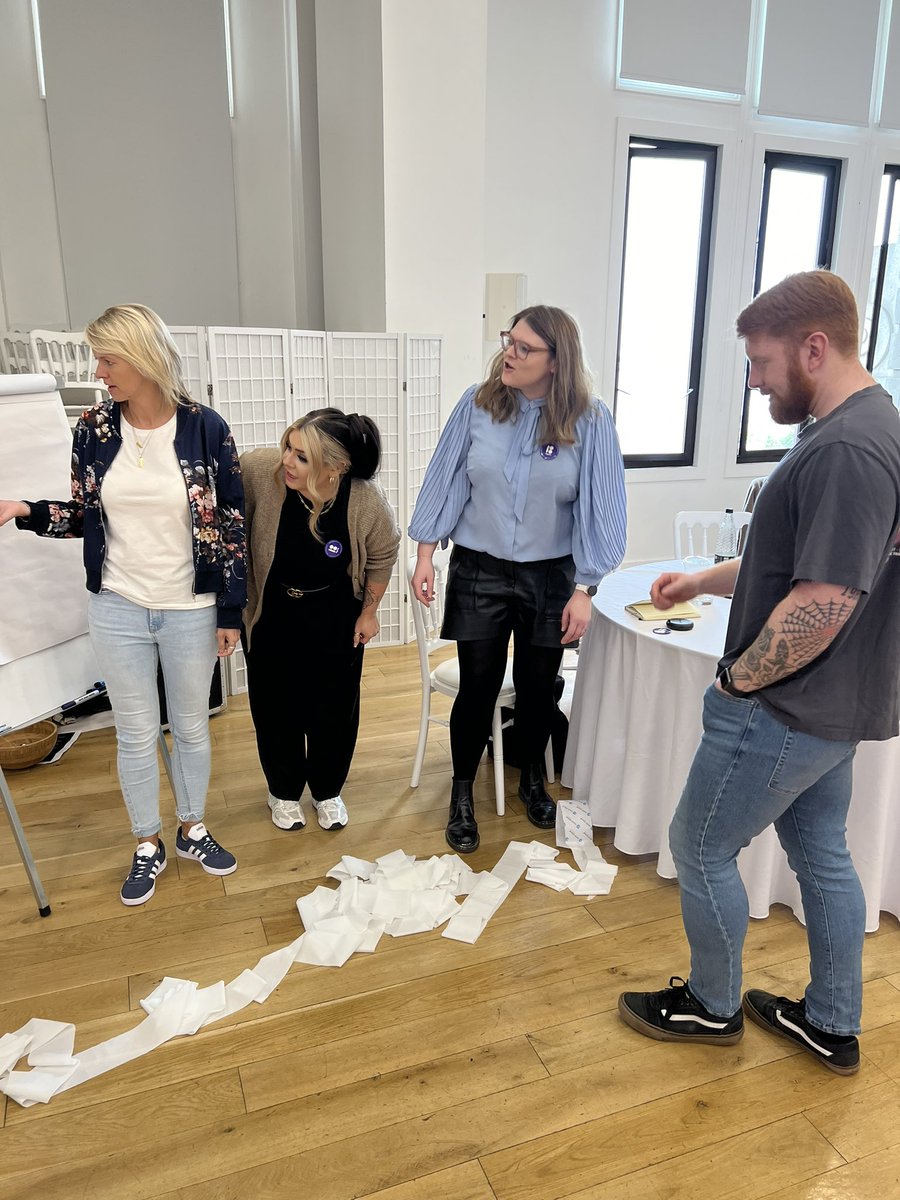 AgentMarket_X's tweet photo. Q: How much fun can you have with a toilet roll? 

A: As it turns out - lots! 

Well done to Table 1: David &amp; co smashed the challenge with their slow &amp; steady method 🥇 https://t.co/GibiZCbP9u