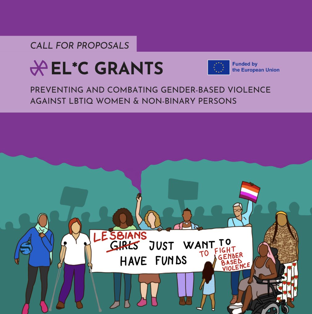 The EL*C Grants program is back in action! Funded by @EU_Commission, this call for proposals is aimed at fighting gender-based violence against LBTIQ women & non-binary persons. Open to lesbian-led orgs in the EU + Bosnia and Herzegovina, Kosovo & Serbia bit.ly/4dq9TRp