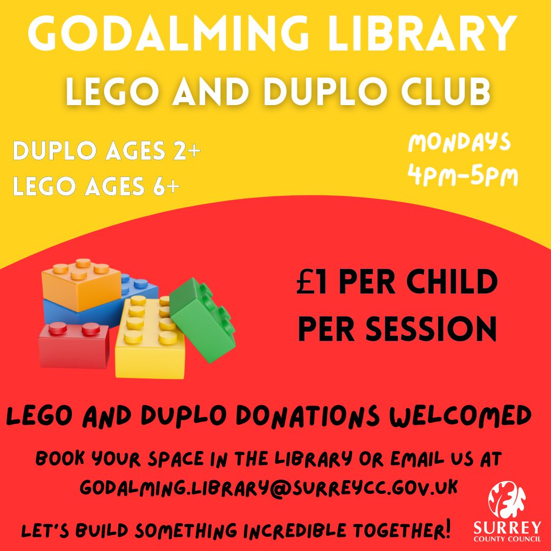 Don't forget book your space at Lego & Duplo Club for next Monday! @SurreyLibraries