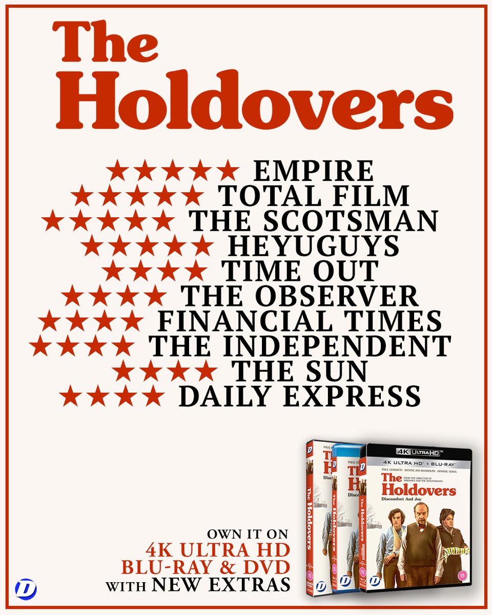 The reviews speak for themselves! 🤩 Own the masterpiece critics have been raving about, as The Holdovers is finally here on 4K Ultra HD, Blu-ray and DVD, with all-new extras! Order #TheHoldovers on 4K: tinyurl.com/theholdovers4k Order on BD & DVD: tinyurl.com/theholdoversdvd