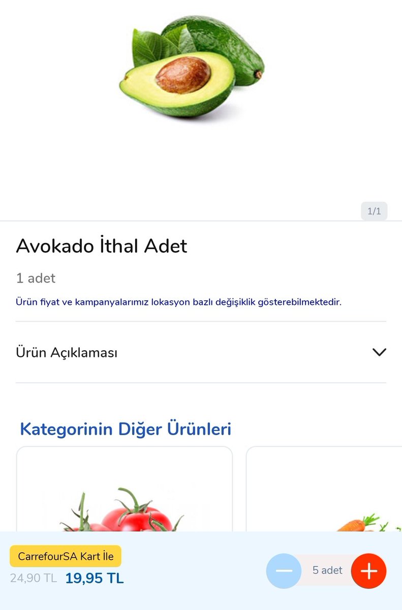 Avokado sevenlerin dikkatine:)
Carrefour'da 20 liraya düşmüş, oldukça iri. Geçtiğimiz yıl 8 liraya düşünce stok yapmıştım bu yıl en iyi fiyat bu. Uygulamadan max 5 tane alabilirsiniz fakat mağazada sınır yok. Burgan bank on kartla %20 iade aldığım için 16 liraya geldi👍