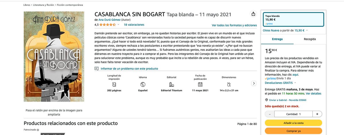 A raíz del tuit de ayer (Julia de 1984) me he dado cuenta de que hace mucho tiempo que no os recuerdo esto: mi distopía. amazon.es/CASABLANCA-SIN…