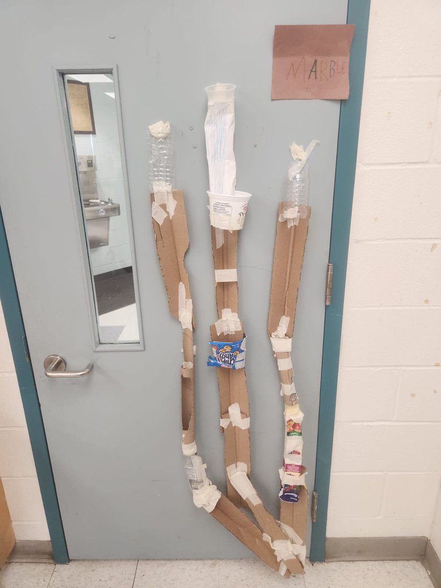 Our final admission to the marble run contest. The challenge was to use recycled materials to make it. The students did an awesome job. @PVanier_DPCDSB