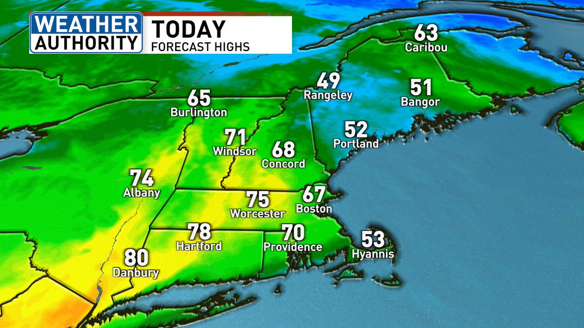 Nothing teaches you patience like April/May in New England, espeically at the coast. Only around 50 in Maine today, but warmth is sooooo close... and yet so far. 😭😭 70s and sun today in Boston, 80s in southern New England! #mewx