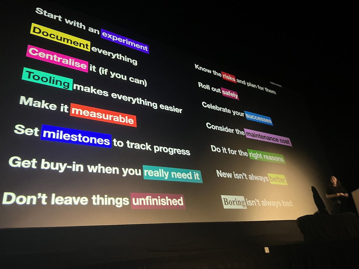 Absolutely loving both the content, and the style of @type__error’s talk on technical migrations at #AllDayHey. So much gold!