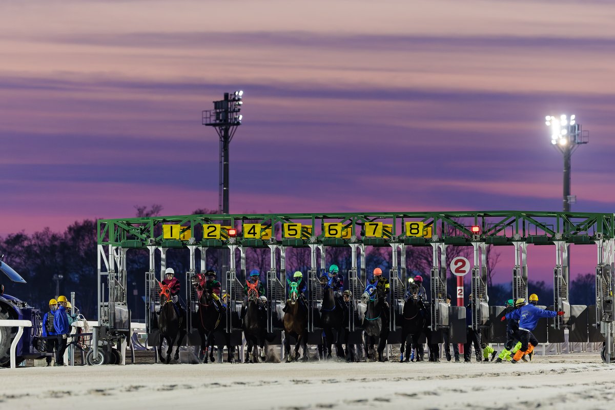 今日の門別は紫色の空。

#ホッカイドウ競馬　#門別競馬場　#今空