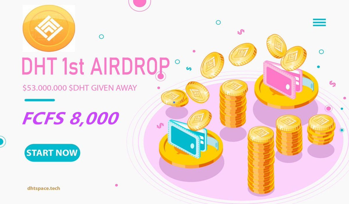 New #airdrop: DHTSpace (FCFS 8,000) Reward: 5,000 DHT News: Ecommerce Distribution date: June 20th 🔗Airdrop Link: t.me/DHTTokenAirdro… The 8,000 first-come, first-served participants will receive airdrop rewards Introduction: DHT is the comprehensive blockchain with…