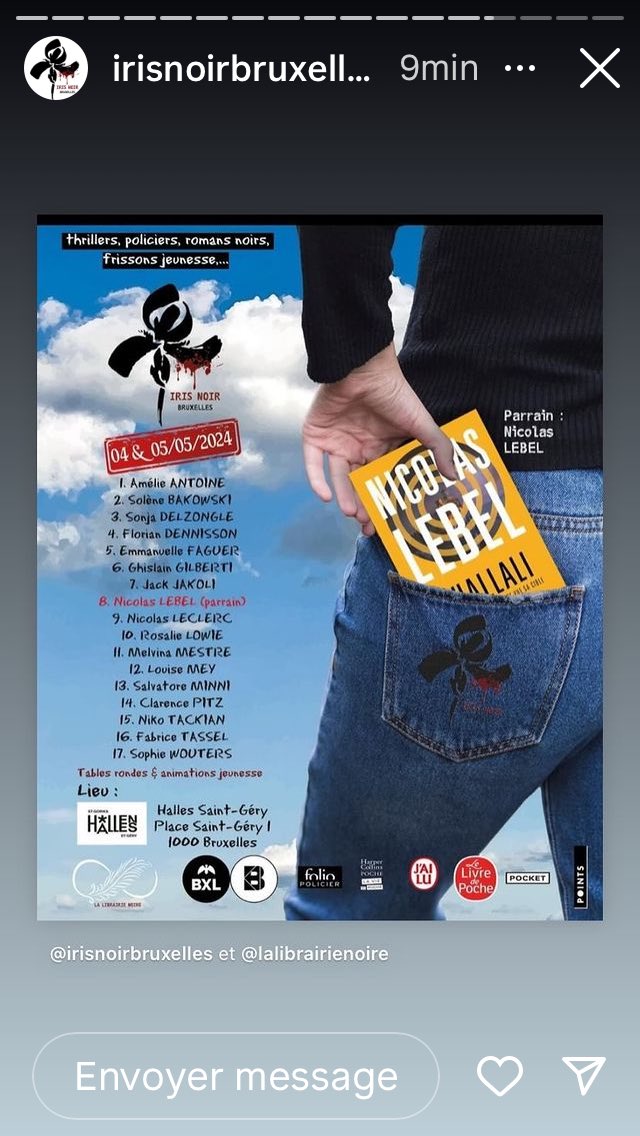 Rendez vous ce we à Bruxelles pour le magnifique le salon du polar @BxlIris « Iris noir c’est dans la poche » ! #Crepusculeacasablanca #Sangdencreamarrakech @EditionsPoints #lalibrairienoire @lavenir_net @RTBFinfo @RFI_Litterature