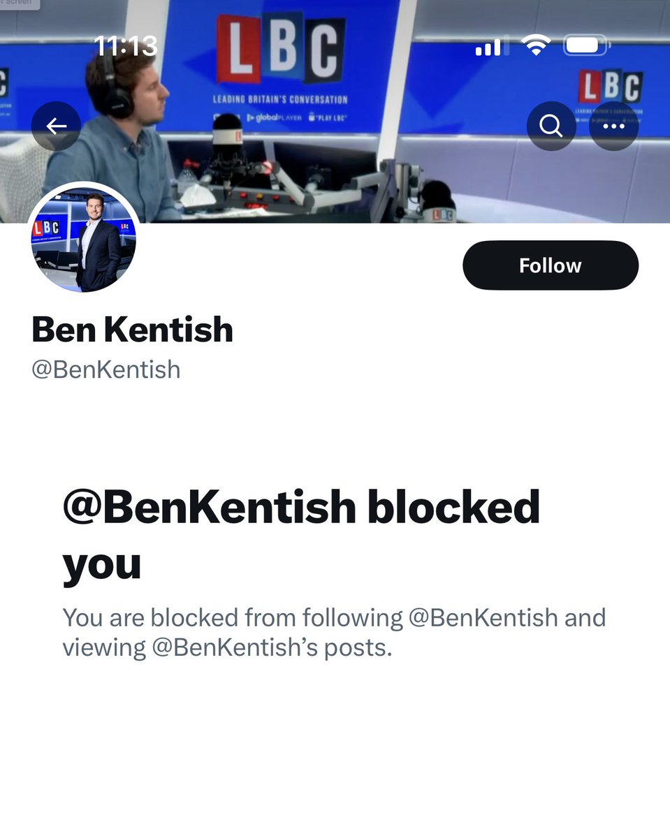 Ben Kentish blocks Jews who challenge his narrative that anti-Zionism = anti-Semitism.